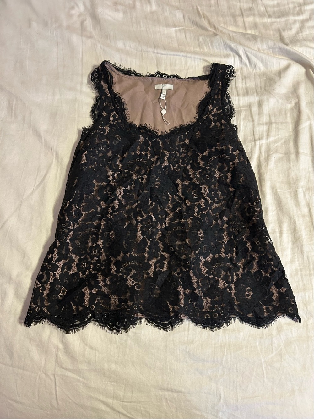 Black Lace Cami with Beige Underlayer